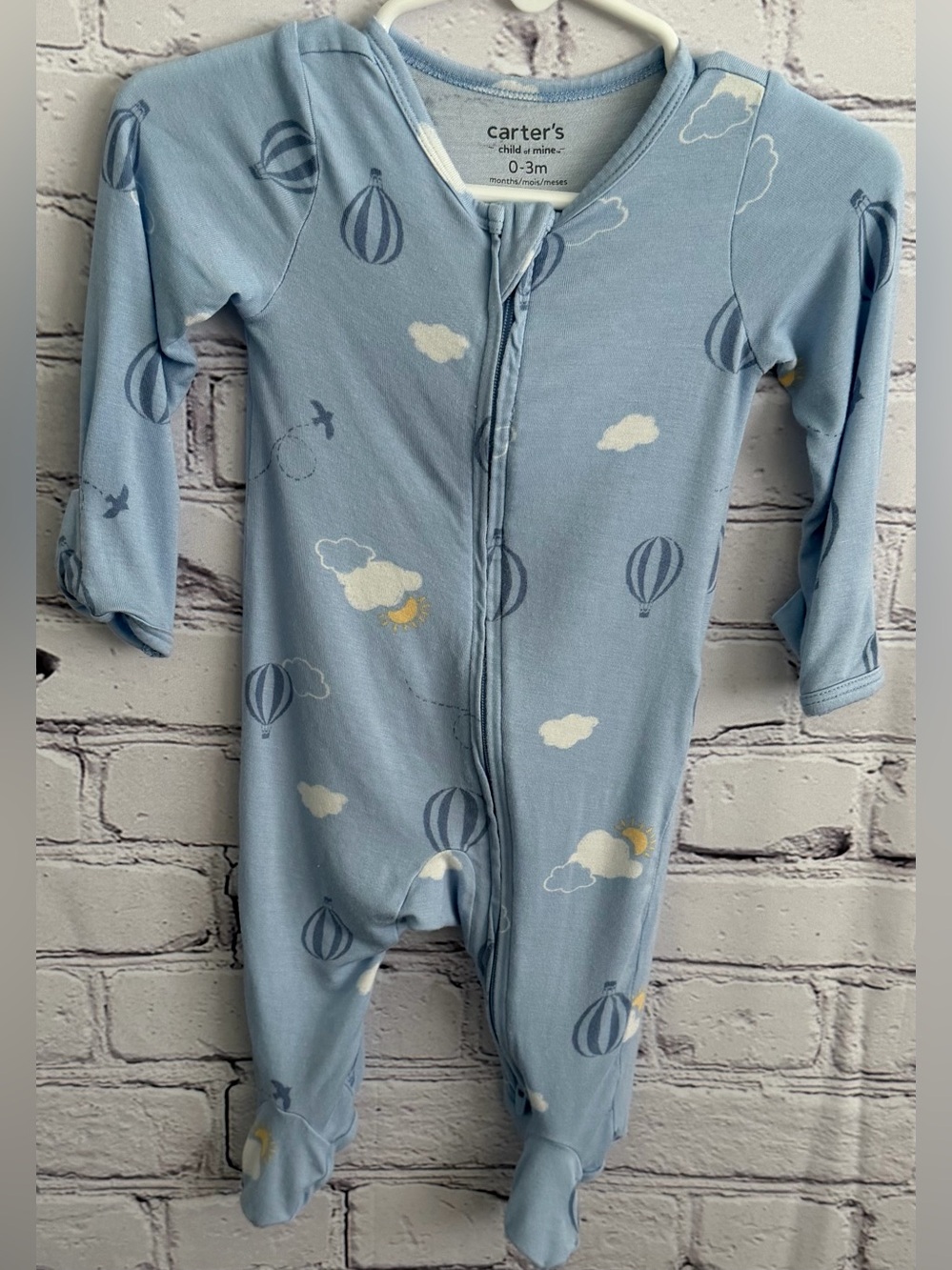 Carter's Light Blue Hot Air Balloon Footed Pajamas